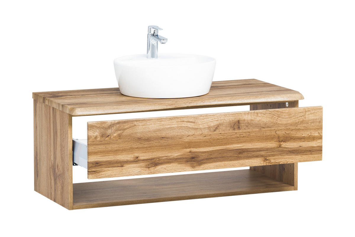 WASCHTISCHKOMBI 101 cm  - Eiche Wotan/Weiß, Natur, Keramik/Holzwerkstoff (101cm) - Xora