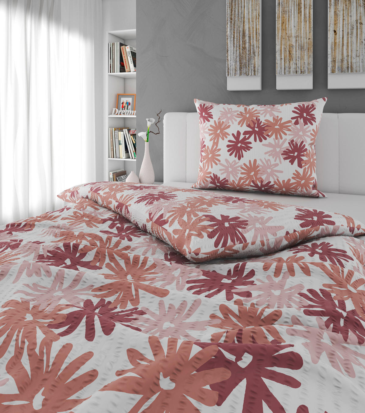 BETTWÄSCHE 2-teilig Seersucker 140/200 cm  - Rot, KONVENTIONELL, Textil (140/200cm) - Esposa