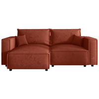ECKSOFA Terracotta Webstoff Zierkissen, Rückenkissen, Rücken echt  - Terracotta/Schwarz, MODERN, Kunststoff/Textil (153/250cm) - Xora