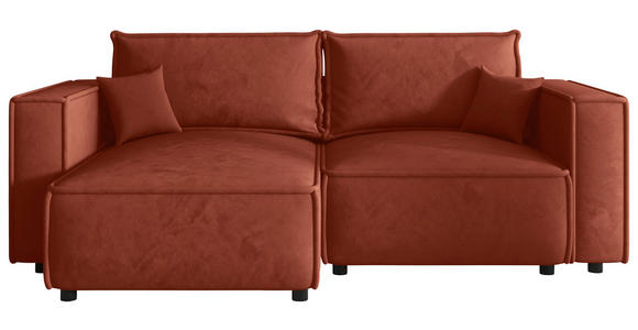 ECKSOFA Terracotta Webstoff Zierkissen, Rückenkissen, Rücken echt  - Terracotta/Schwarz, MODERN, Kunststoff/Textil (153/250cm) - Xora