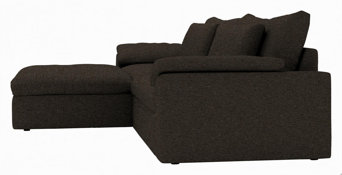 ECKSOFA Flachgewebe Schwarzbraun  - Schwarzbraun/Schwarz, Modern, Kunststoff/Textil (198/306cm) - Carryhome