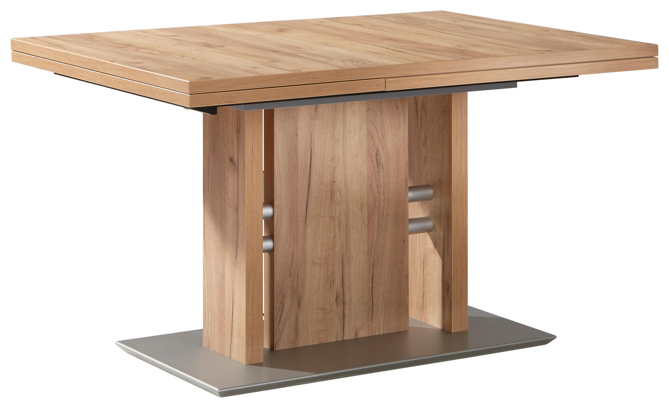 ESSTISCH in Metall, Holzwerkstoff 130-180/90/75 cm  - Edelstahlfarben/Eichefarben, Design, Holzwerkstoff/Metall (130-180/90/75cm) - Moderano