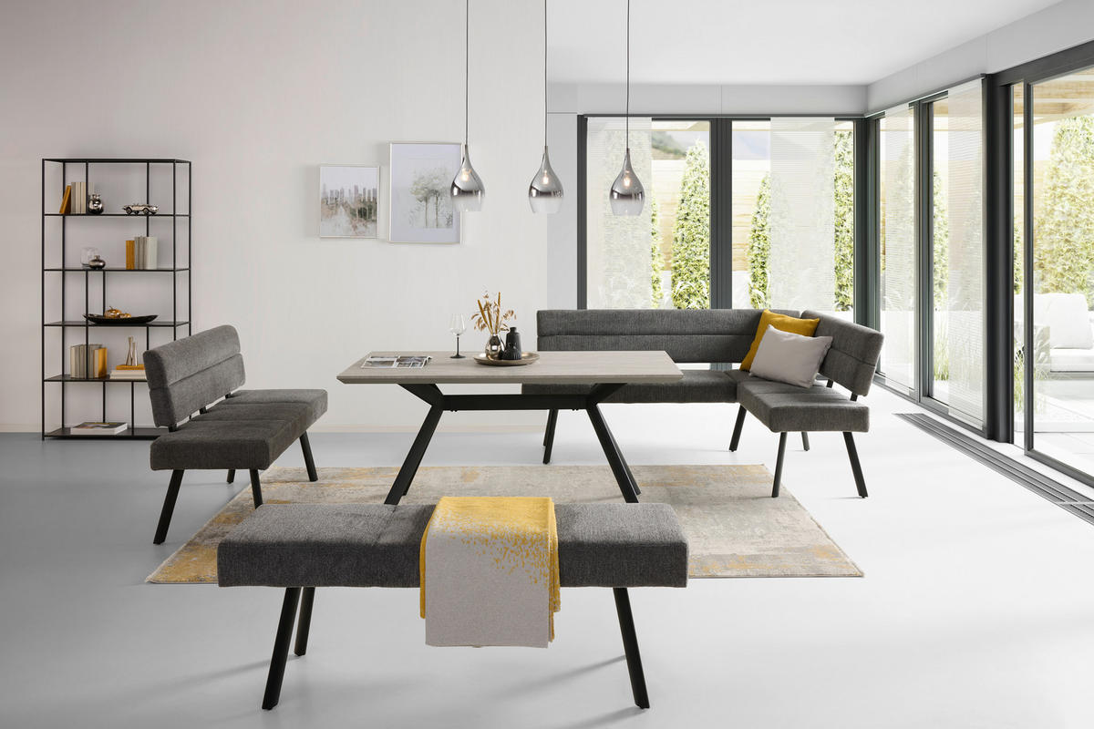 SITZBANK 140/49/47 cm Webstoff Anthrazit  - Anthrazit/Schwarz, KONVENTIONELL, Textil/Metall (140/49/47cm) - MID.YOU