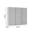 SCHWEBETÜRENSCHRANK  in Grau  - Alufarben/Grau, KONVENTIONELL, Holzwerkstoff/Metall (242/223/68cm) - Novel
