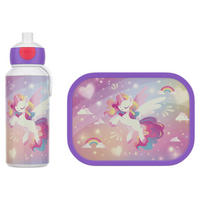 PAUSENSET lunchset campus (pu+bd) - unicorn glow  - Hellrosa/Multicolor, KONVENTIONELL, Kunststoff (20,5/7,5/18,8cm) - Mepal