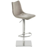 BARHOCKER Lederlook Grau Edelstahl Sitzfläche 360° drehbar, abwischbar  - Edelstahlfarben/Grau, Design, Textil/Metall (43/85-110/46cm) - Novel