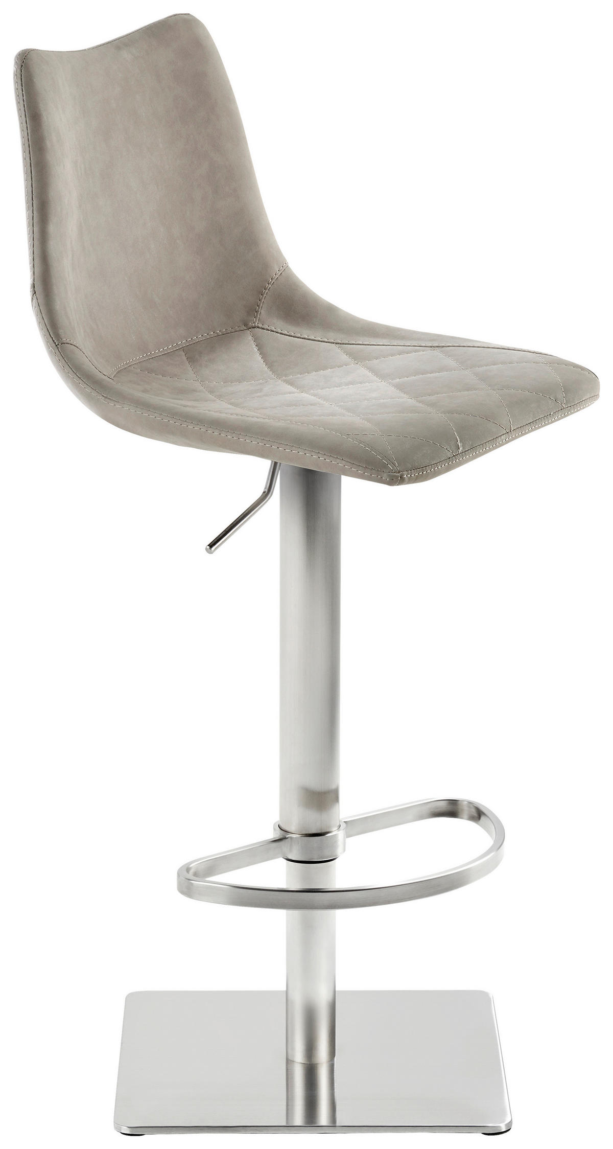 BARHOCKER Lederlook Grau Edelstahl Sitzfläche 360° drehbar, abwischbar  - Edelstahlfarben/Grau, Design, Textil/Metall (43/85-110/46cm) - Novel