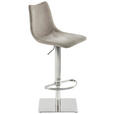 BARHOCKER Lederlook Grau Edelstahl Sitzfläche 360° drehbar, abwischbar  - Edelstahlfarben/Grau, Design, Textil/Metall (43/85-110/46cm) - Novel