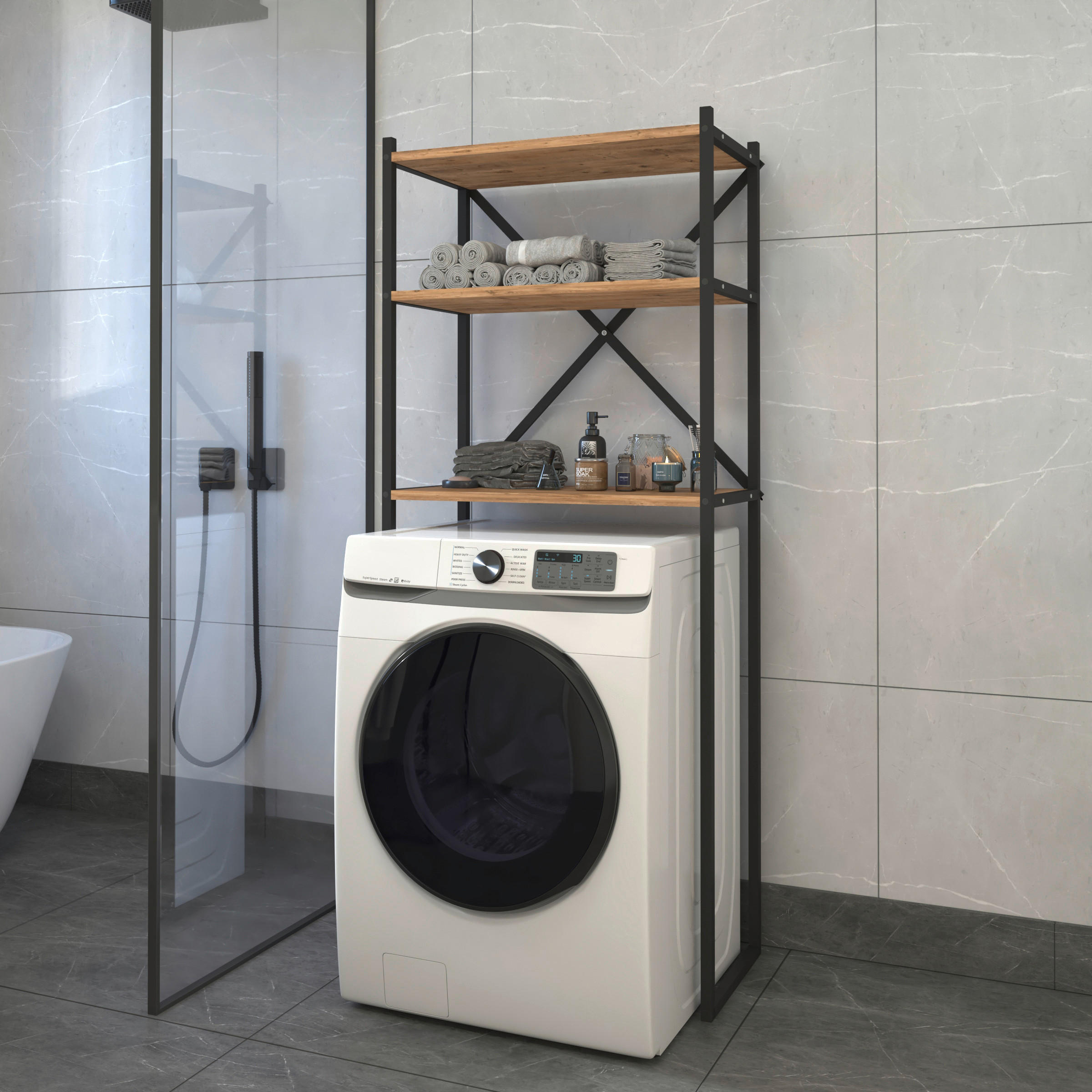 WASCHMASCHINENSCHRANK 66/160/34 cm  in Honigeiche  - Honigeiche, MODERN, Holzwerkstoff/Metall (66/160/34cm) - MID.YOU