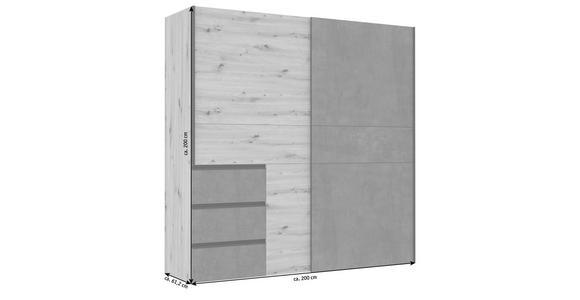SCHWEBETÜRENSCHRANK 200/200/61 cm 2-türig Dunkelgrau, Eiche Artisan - Dunkelgrau/Schwarz, KONVENTIONELL, Holzwerkstoff/Kunststoff (200/200/61cm) - Carryhome