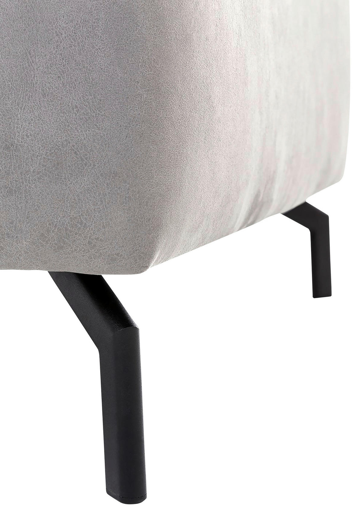 ECKSOFA CALIFORNIA Silberfarben Mikrofaser  - Silberfarben/Schwarz, MODERN, Textil/Metall (233/305cm) - Trendmanufaktur