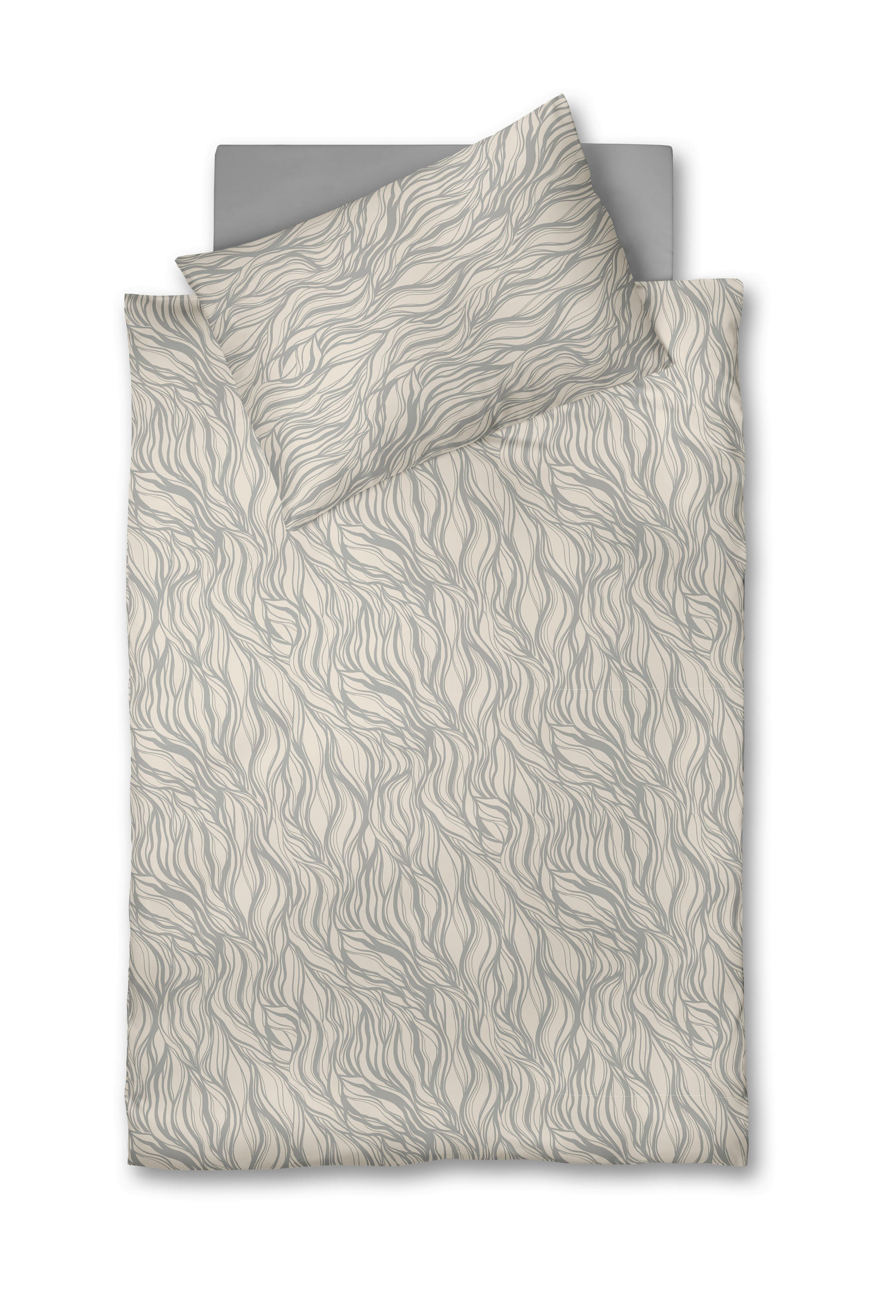 ÁGYNEMŰHUZAT-GARNITÚRA 140/200 cm  - világosszürke/krémszínű, Basics, textil (140/200cm) - Fleuresse