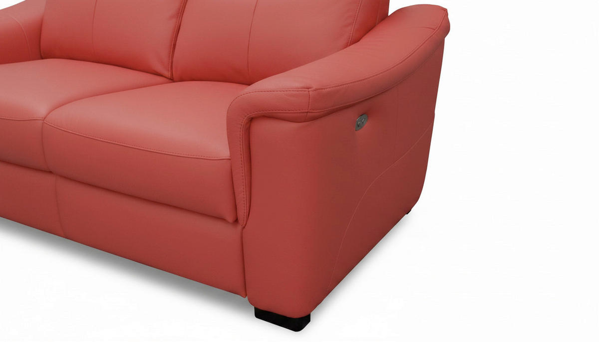 ECKSOFA Lederlook Echtleder Rot  - Wengefarben/Rot, Design, Leder/Holz (229/260cm) - Livetastic