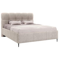 POLSTERBETT 180/200 cm,  in Beige, gepolstertes Kopfteil, Lattenrost,  - Beige/Schwarz, Design, Holz/Textil (180/200cm) - Boxxx