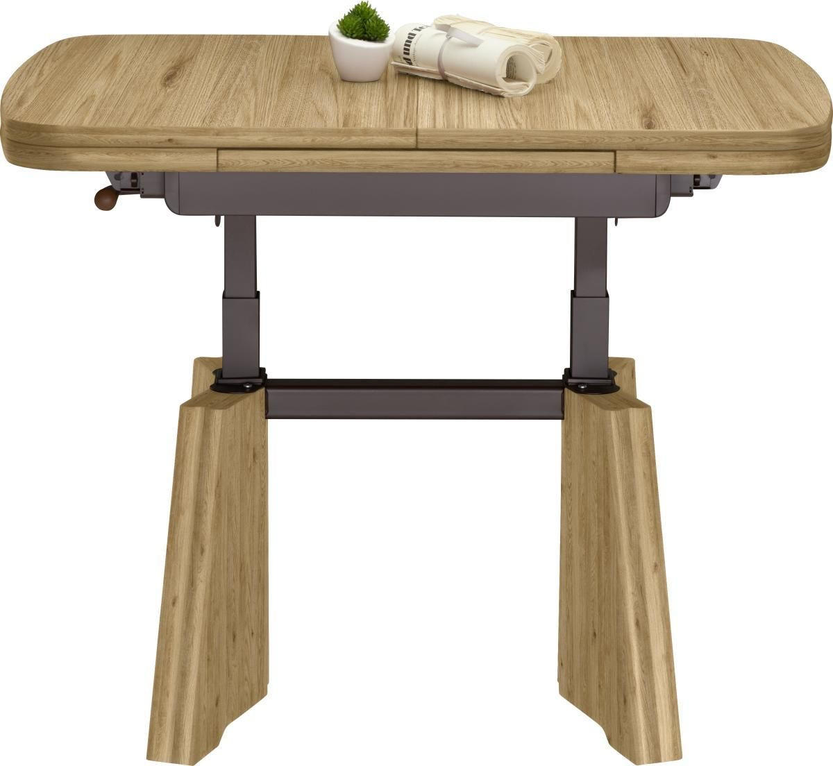 COUCHTISCH in Metall, Holzwerkstoff 90-131/65/56-75 cm  - Eichefarben, Konventionell, Holzwerkstoff/Metall (90-131/65/56-75cm) - Venda