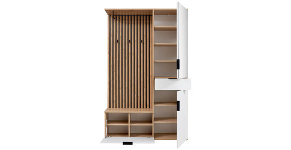 GARDEROBE in 122/195/35 cm - Weiß/Eiche Artisan, Design, Glas/Holzwerkstoff (122/195/35cm) - Xora