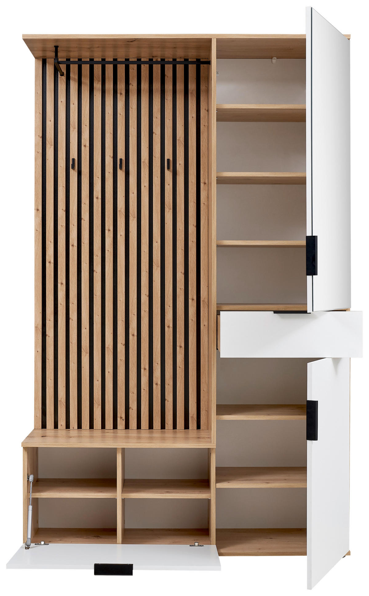 GARDEROBE  in 122/195/35 cm  - Weiß/Eiche Artisan, Design, Glas/Holzwerkstoff (122/195/35cm) - Xora