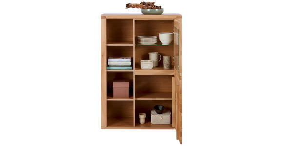 HIGHBOARD Kernbuche 98,4/139,6/37,7 cm - Kernbuche/Grau, KONVENTIONELL, Glas/Holz (98,4/139,6/37,7cm) - Voleo