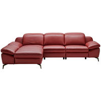 ECKSOFA Rot Echtleder  - Rot/Schwarz, Design, Leder/Metall (183/286cm) - Celina Home