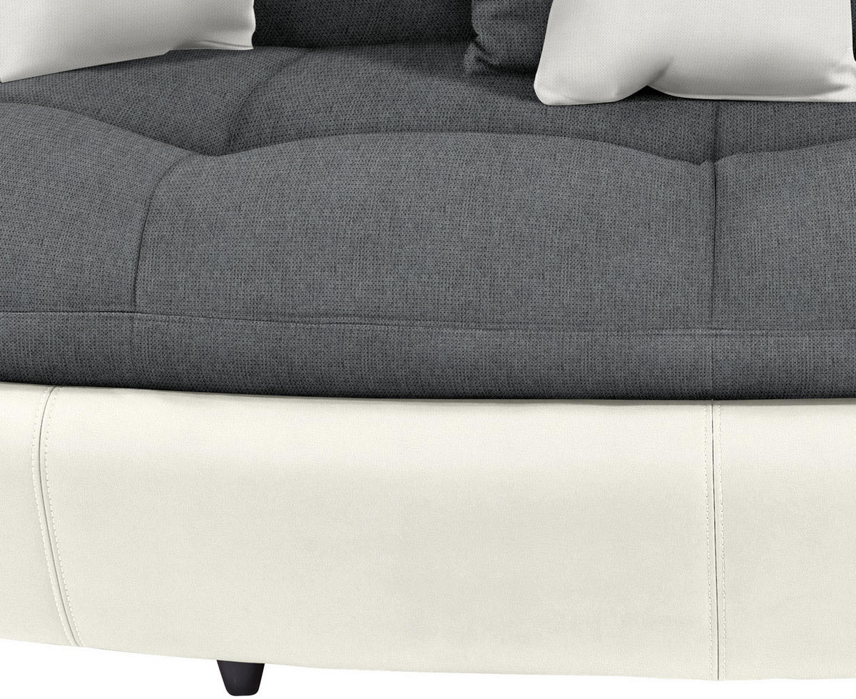 MEGASOFA in Lederlook, Mikrofaser Grau, Weiss  - Weiss/Schwarz, Lifestyle, Textil (238/80/140cm) - MID.YOU