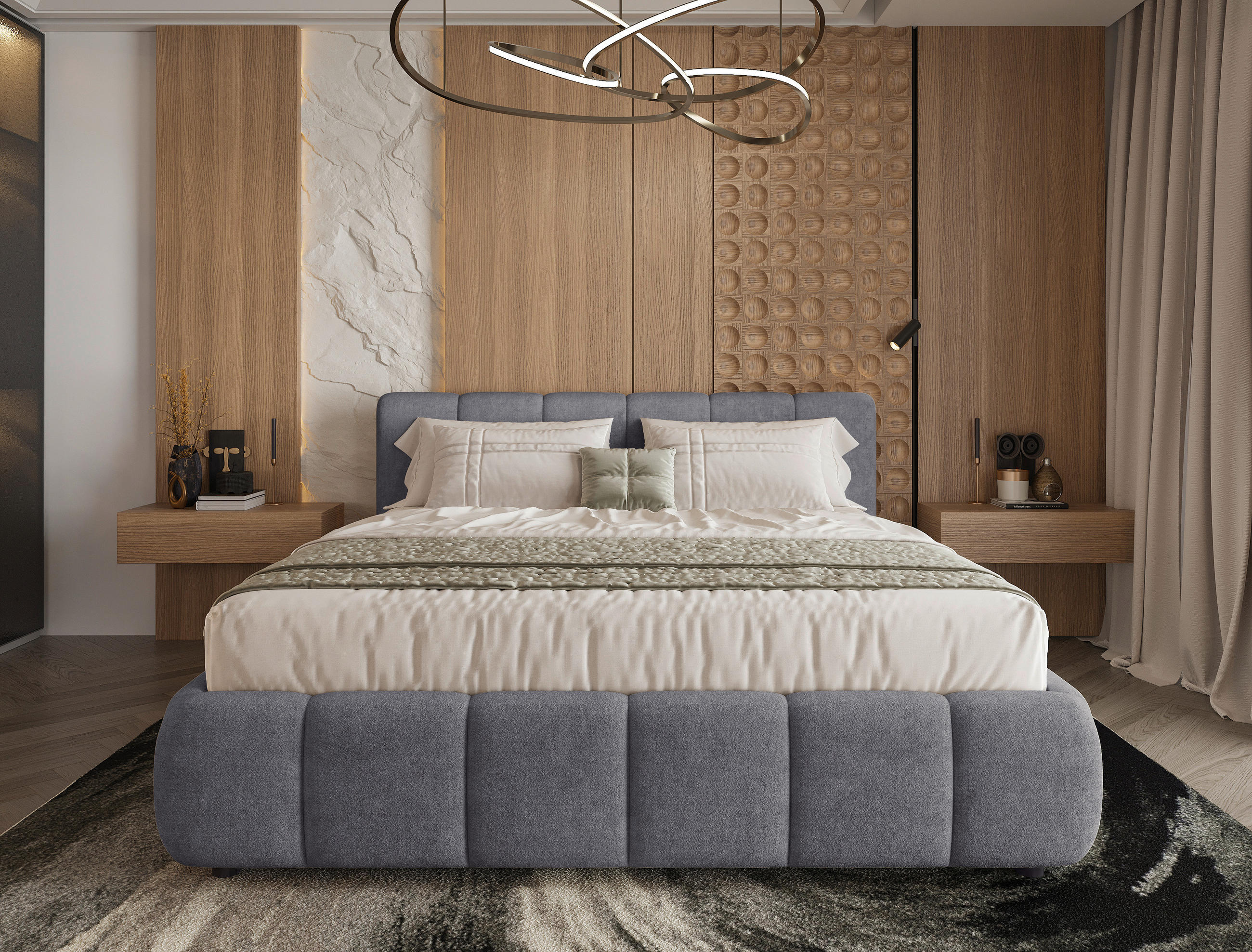 Thumbnail - Boxxx Polsterbett Cloudy, Anthrazit, Holz, Hainbuche, 180x200 cm, Schlafzimmer, Betten, Polsterbetten