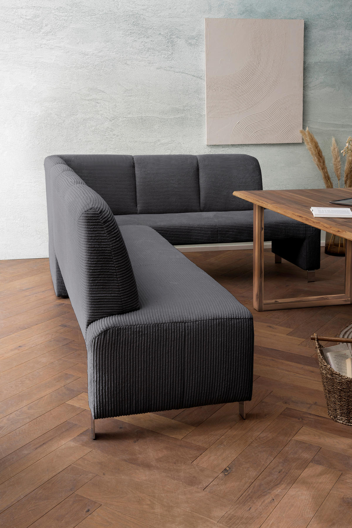 KLUPA KUTNA  antracit  drvo, tekstil, drvni materijal      - srebrne boje/antracit, Moderno, drvni materijal/drvo (263/198cm) - Livetastic