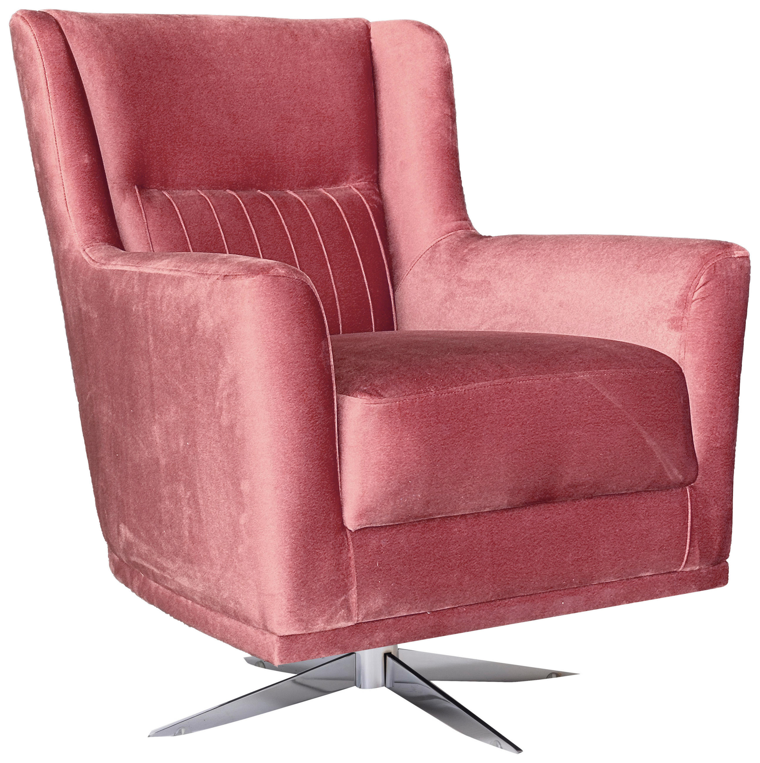 SESSEL Velours Altrosa    - Chromfarben/Altrosa, Design, Textil/Metall (70/96/75cm) - Livetastic