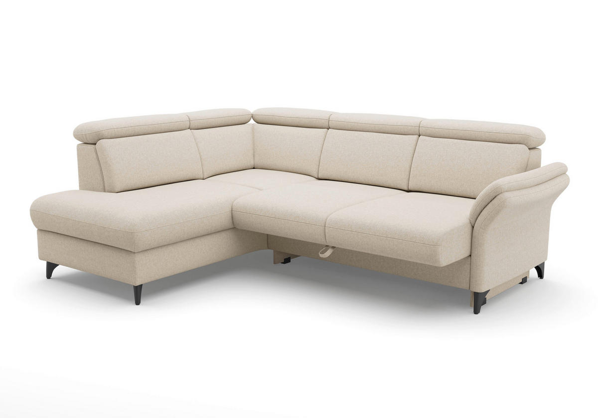 ECKSOFA GLENDALE E in Flachgewebe Creme  193/247 cm  - Creme/Schwarz, KONVENTIONELL, Textil/Metall (193/247cm) - Sit & More