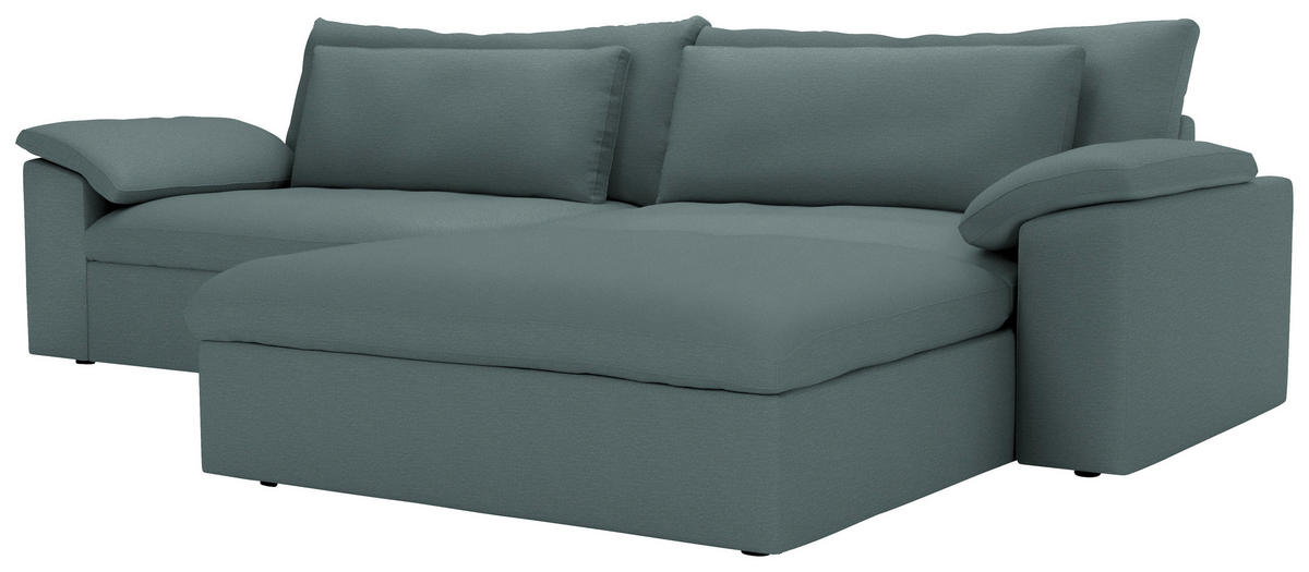 ECKSOFA  Chenille Blaugrau  - Blaugrau/Schwarz, Modern, Kunststoff/Textil (306/198cm) - Carryhome