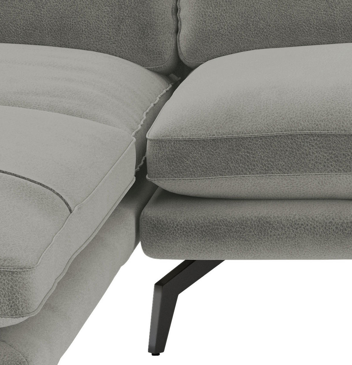 SITZGARNITUR in Flachgewebe Grau  - Schwarz/Grau, Design, Textil/Metall (202/250cm) - Livetastic