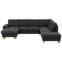 WOHNLANDSCHAFT in Velours Anthrazit  - Eichefarben/Anthrazit, KONVENTIONELL, Holz/Textil (167/316/235cm) - Beldomo System
