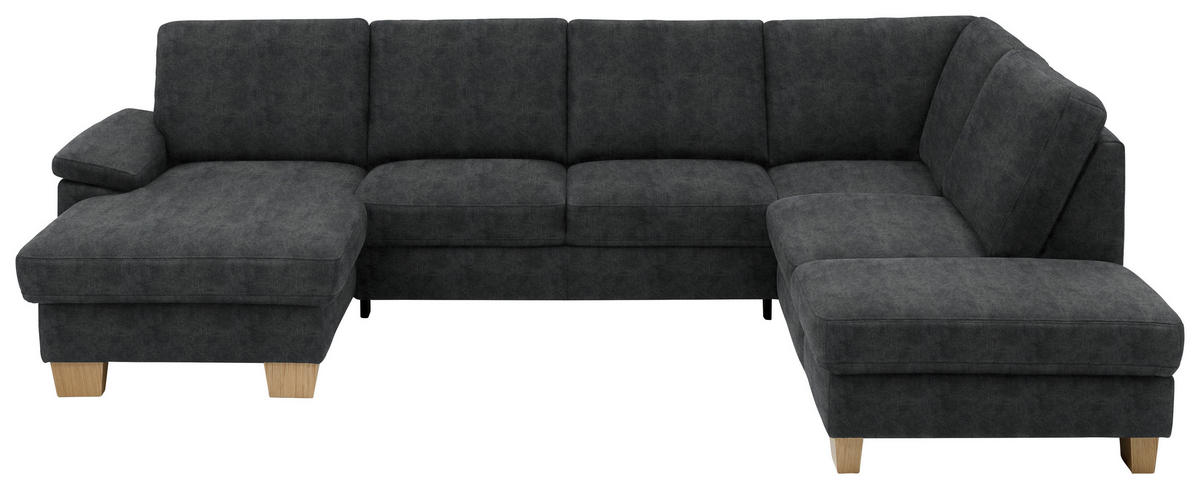 WOHNLANDSCHAFT in Velours Anthrazit  - Eichefarben/Anthrazit, KONVENTIONELL, Holz/Textil (167/316/235cm) - Beldomo System
