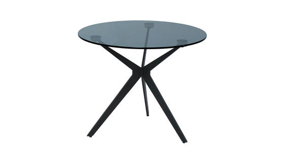 BEISTELLTISCH rund Grau, Schwarz  - Schwarz/Grau, Design, Glas/Metall (60/60/48cm) - Dieter Knoll