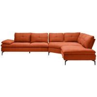 ECKSOFA Flachgewebe Terracotta  - Terracotta/Schwarz, Design, Textil/Metall (344/271cm) - Chilliano