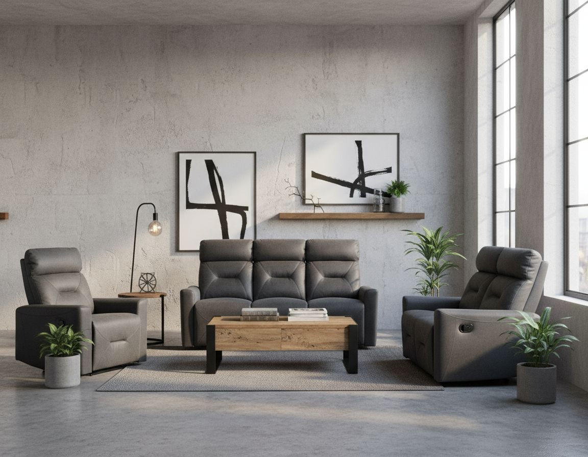 SITZGARNITUR Mikrofaser Grau  - Schwarz/Grau, Design, Textil/Metall - Livetastic