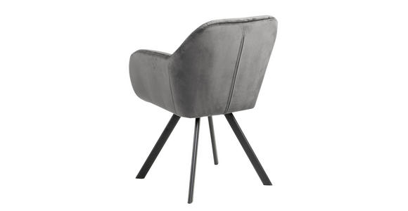 ARMLEHNSTUHL (DREHBAR) in Samt - Dunkelgrau/Schwarz, Design, Textil/Metall (57,5/81,5/61,5cm) - Carryhome