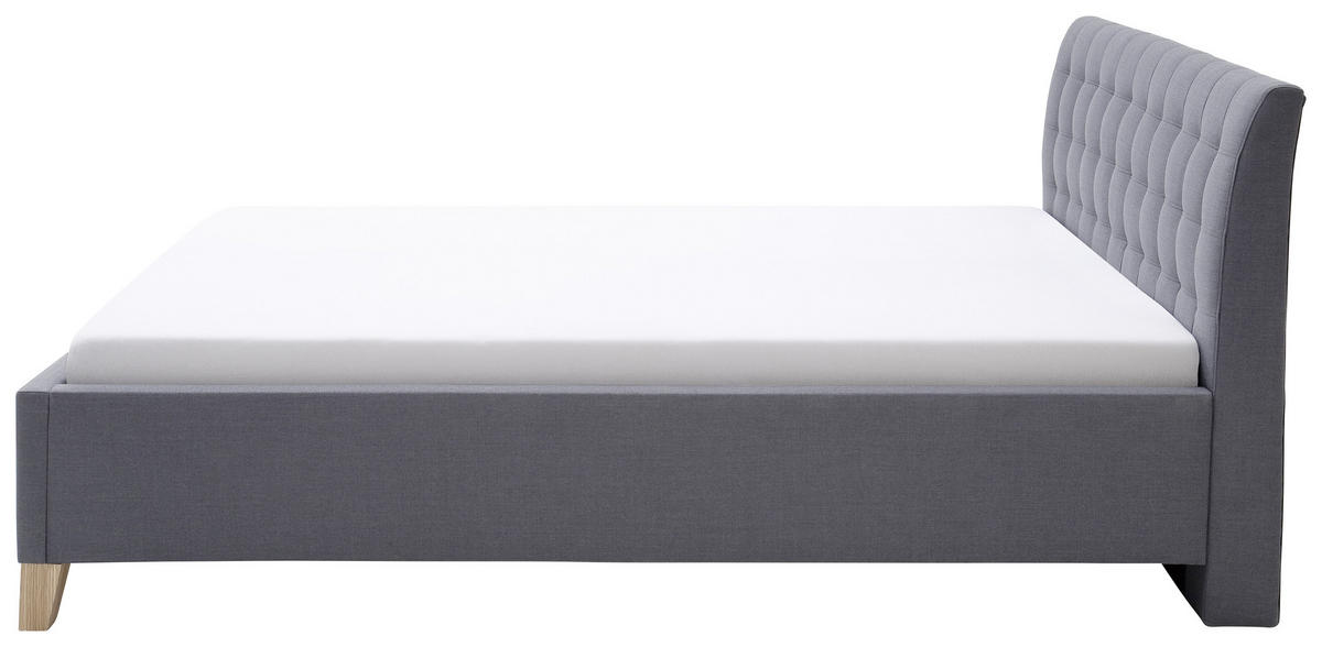 POLSTERBETT 180/200 cm  Grau  - Eichefarben/Grau, Design, Holz/Textil (180/200cm) - Livetastic