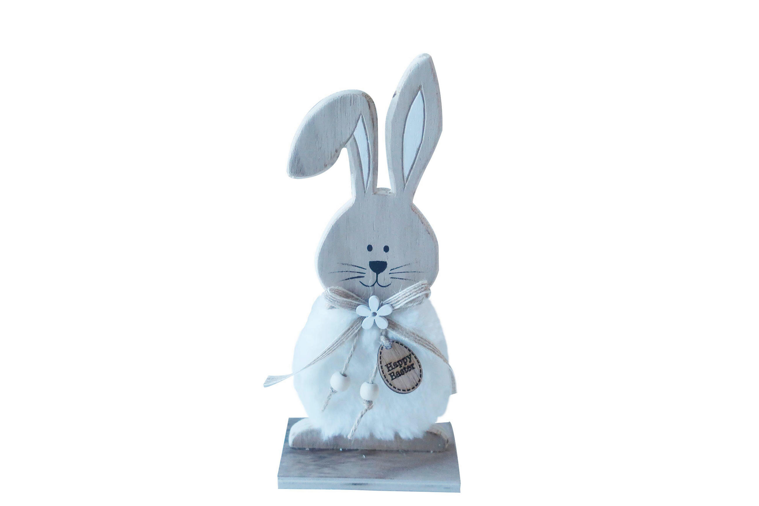 DEKORAČNÝ ZAJAC - biela/prírodná farba, Lifestyle, drevo/textil (10/23/5cm)