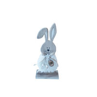 DEKORAČNÝ ZAJAC - biela/prírodná farba, Lifestyle, drevo/textil (10/23/5cm)