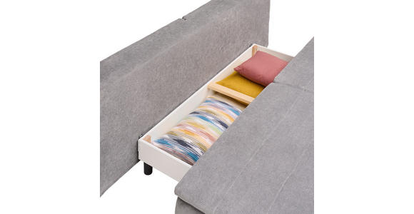 BOXSPRINGSOFA mit Schlafen auf Sitzhöhe, Stoffauswahl, Liegefunktion, Rücken echt Flachgewebe Grau - Schwarz/Grau, Design, Textil/Metall (204/93/100cm) - Novel