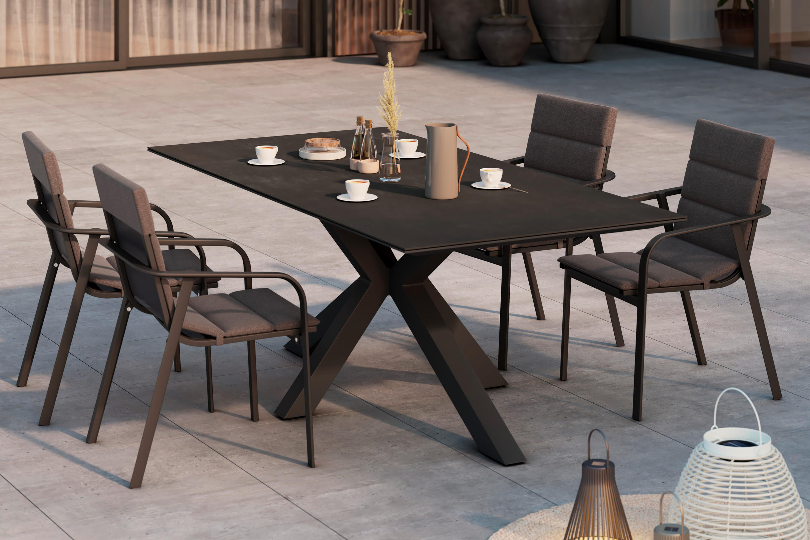 SCAUN DE GRĂDINĂ in metal, textil antracit, gri - antracit/gri, Modern, metal/textil (58/91/63cm) - Ambia Garden