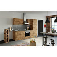 KÜCHENBLOCK 270 cm   in Eiche Wotan  - Chromfarben/Schieferfarben, MODERN, Holzwerkstoff/Metall (270cm) - Held