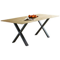 ESSTISCH 160/90/75 cm Echtholz  Holz, Metall in verschiedenen Größen erhältlich, Variantenauswahl rechteckig Schwarz, Eichefarben  - Eichefarben/Schwarz, LIFESTYLE, Holz/Metall (160/90/75cm) - Linea Natura