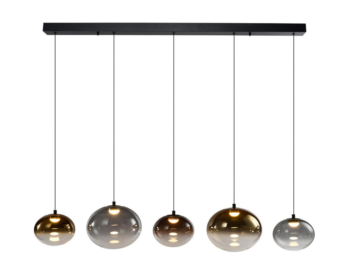LED-HÄNGELEUCHTE Pesaro 128/170/20 cm  - Schwarz, Design, Glas/Metall (128/170/20cm)