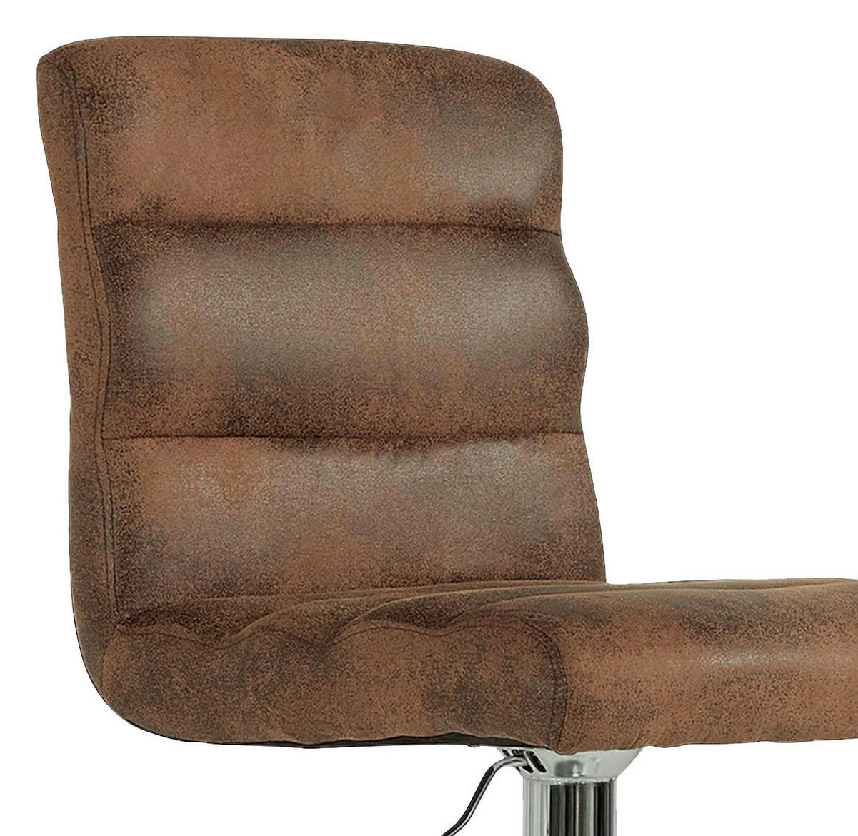 BARHOCKER-SET Lederlook Braun Stahl Sitzfläche 360° drehbar  - Chromfarben/Braun, MODERN, Textil/Metall (42/98-120/51cm) - MID.YOU