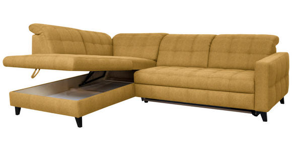 ECKSOFA  in Webstoff Currygelb  216/297 cm  - Currygelb/Schwarz, Design, Holz/Textil (216/297cm) - Xora
