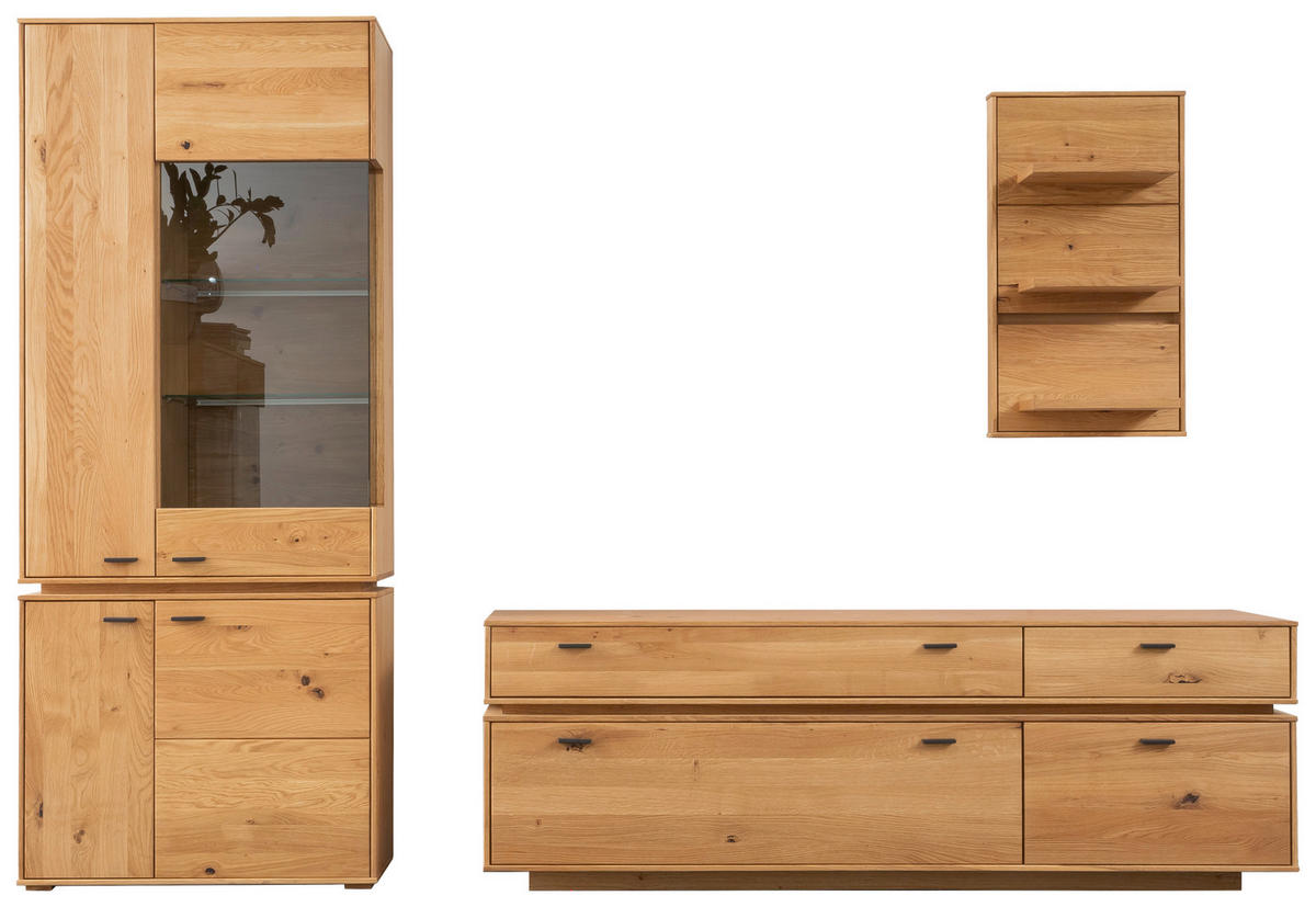 WOHNWAND  in Wildeiche 276/202/51 cm  - Wildeiche/Anthrazit, Natur, Glas/Holz (276/202/51cm) - MID.YOU