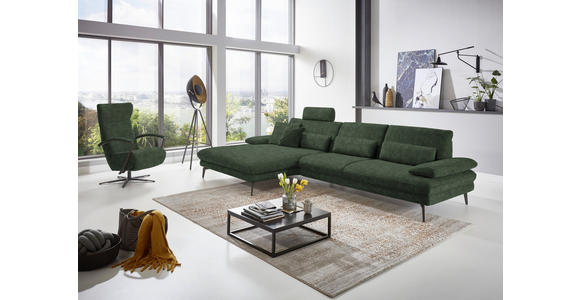 ECKSOFA in Velours Olivgrün 180/310 cm - Schwarz/Olivgrün, Design, Textil/Metall (180/310cm) - Dieter Knoll