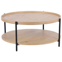 SOFFBORD i trä, metall, trämaterial 84/84/38 cm  - svart/ekfärgad, Natur, metall/trämaterial (84/84/38cm) - Stylife