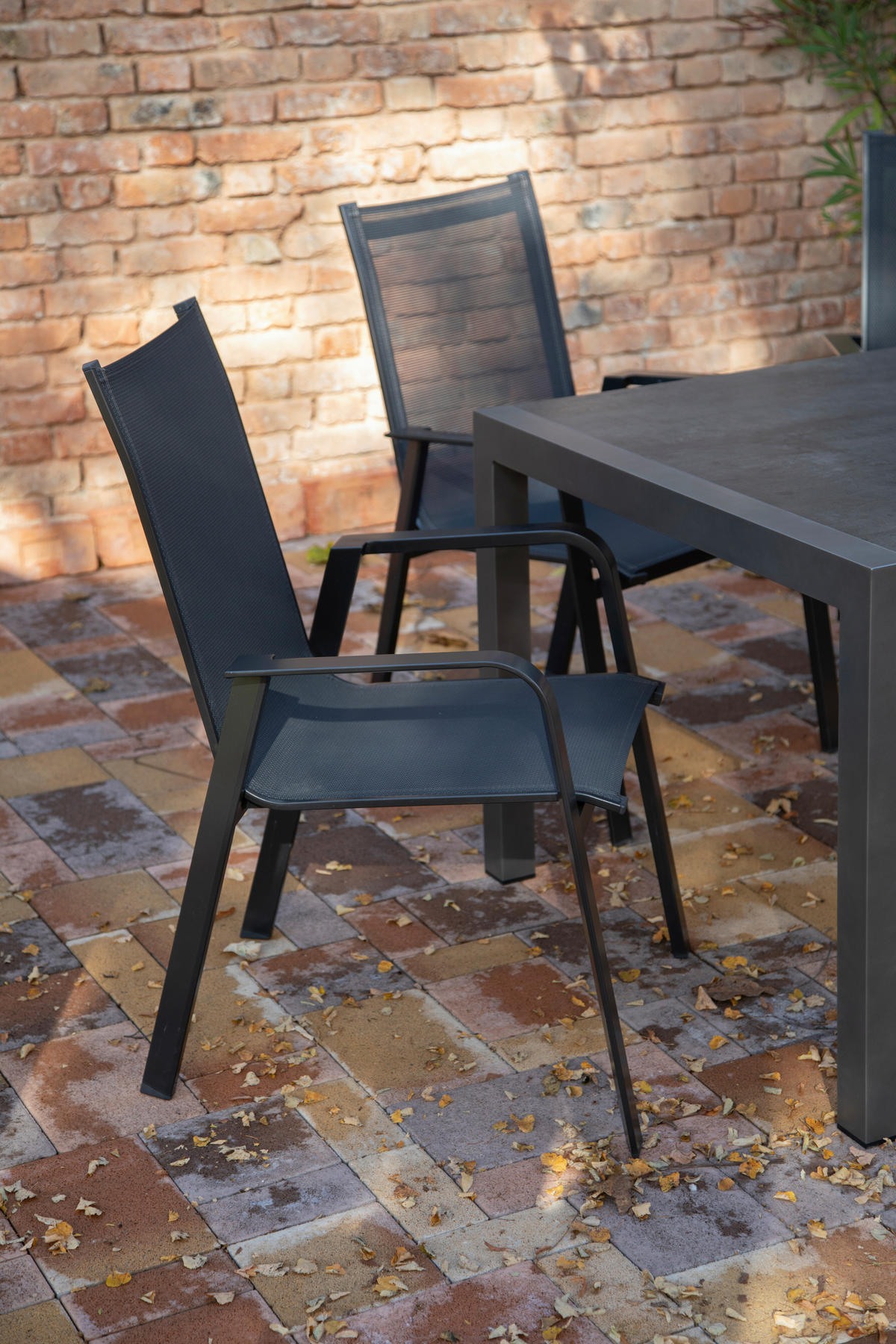 GARTENSET beschichtet Aluminium  - Schieferfarben/Anthrazit, Basics, Textil/Metall (160+60/98/72cm) - Acamp